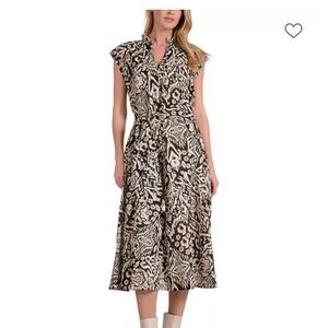 Elan Black and Cream Floral Maxi Dress